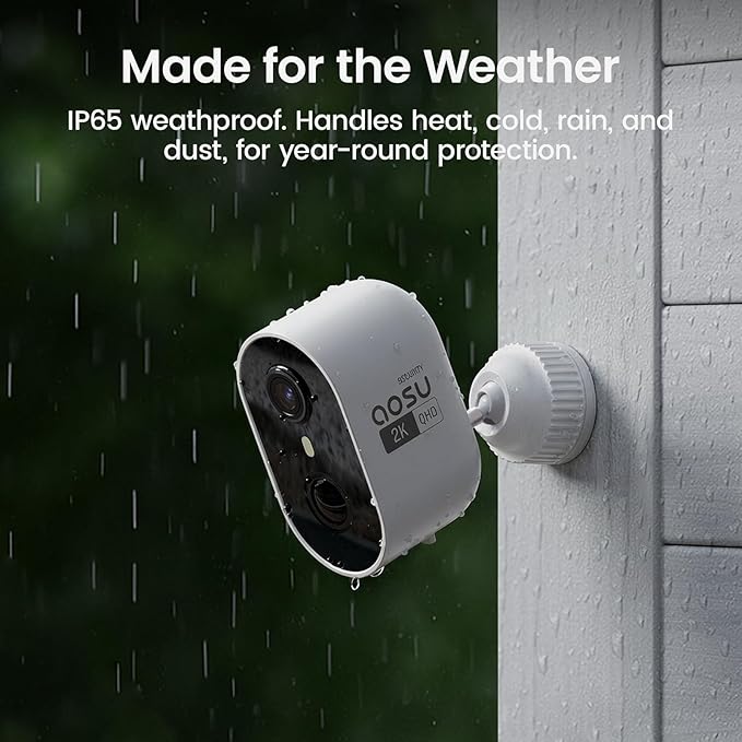 aosu Wireless Indoor/Outdoor Security Camera Kit with aosuBase Local Storage, 2K with 6X Zoom, 4-View Live, Cross-Camera Person Timeline, PIR + AI Human Detection, Color Night Vision, 4-Cam-Kit