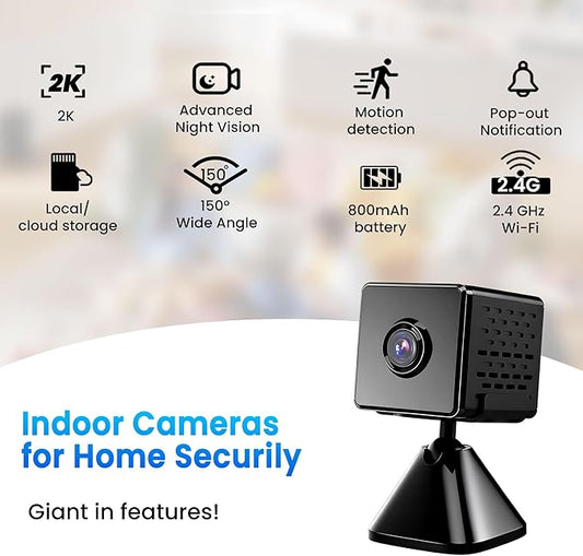 vebiliki 4K Spy Camera, Upgraded 5GHz WiFi, Mini Hidden Camera with Live View & Motion Alerts, Plug-in Nanny Cam with Night Vision, Cloud & Local Storage for Home, Baby, Pet Monitoring