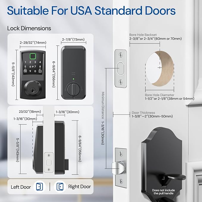 Nyboer 7-in-1 Keyless Smart Deadbolt Lock | Keypad Deadbolt,Easy Installation,Fingerprint unlock,Remote Control,Auto Lock,Waterproof