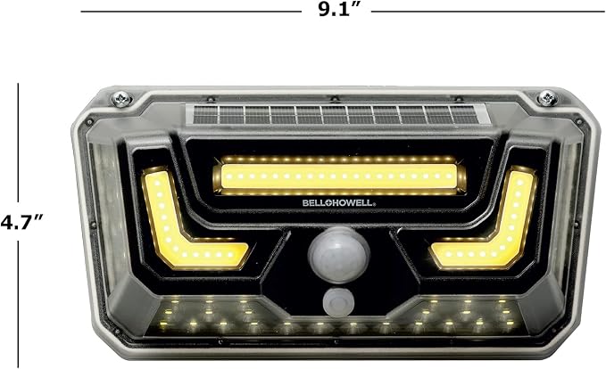 Bell Howell Solar Bionic Wall Light Solar Lights Outdoor with Motion Sensor (White Light 6500K)