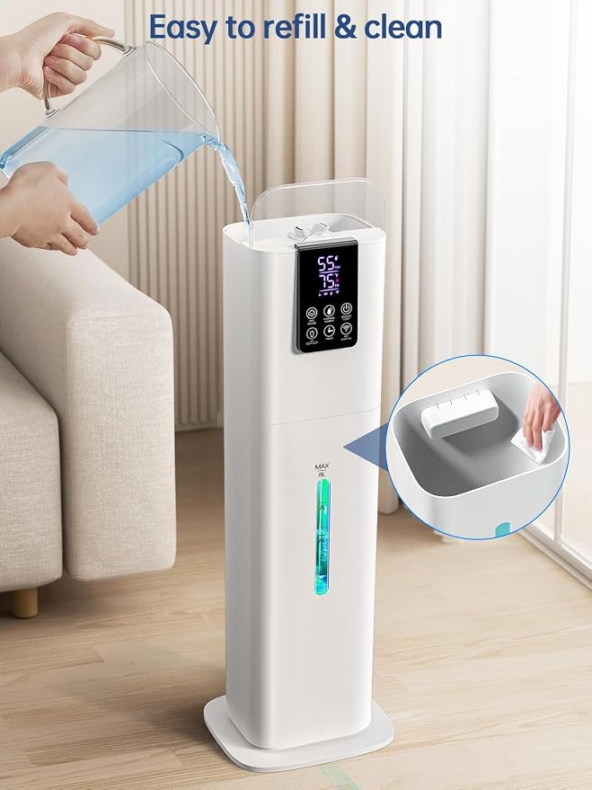 8L Smart Humidifiers for Bedroom Large Room, 2.1Gal Cool Mist Top Fill Diffuser Ambient Light, App & Remote Control, 3 Mist Modes, Quiet Humidifier for Home Office Plant
