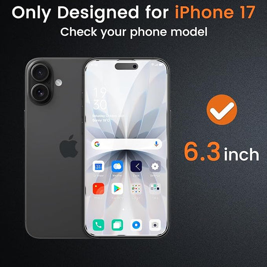 Lesakit 4 Pack Privacy Screen Protector for iPhone 17 6.3-Inch with 4 Pack Camera Lens Protector, Anti Spy Tempered Glass Film 9H Hardness Bubble Free Case Friendly