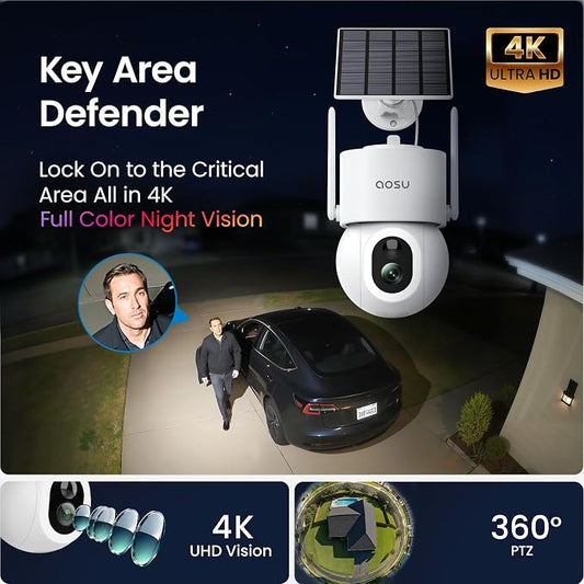 aosu D1 Max, 4K 8MP Solar Security Camera Wireless Outdoor