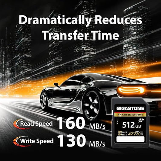 【5-Years Data Recovery】 GIGASTONE 512GB SD Card, 4K Camera Extreme, A2 V30 U3 C10 SDXC Memory Card High Speed, Compatible with Canon Kodak Olympus Digital Camera