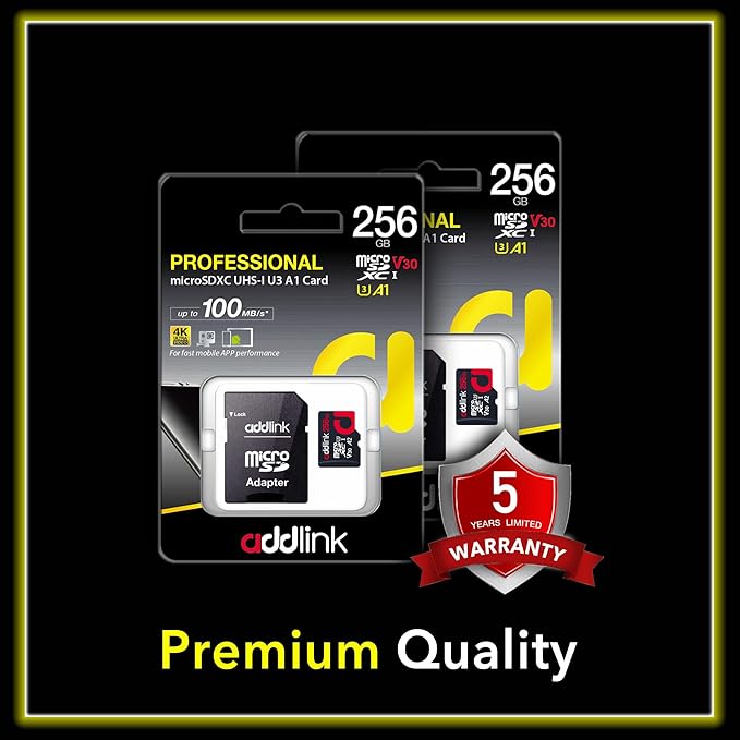 addlink 256GB 2-Pack Micro SD Card, Gaming Plus MicroSDXC Memory Card for Nintendo-Switch 1 A2 V30 for Smartphone, Action Camera 100MB/s UHS-1 U3 V30 C10 4K A2 with Adapter (ad256GBMSXU3AX2)