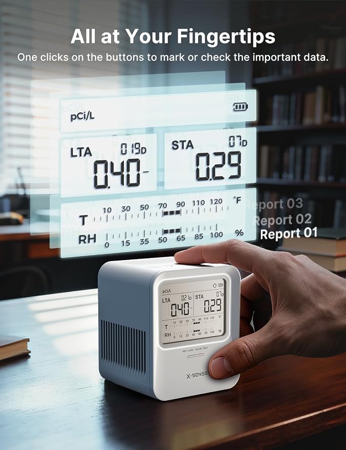 X-Sense Radon Detector for Home, Audible & Visual Alerts, XR0B-SR