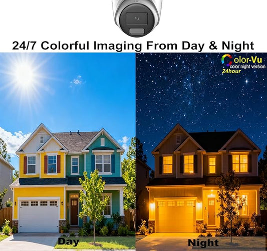 DS-2CD2387G2-LSU/SL Acusense 4K 8MP Color-Vu POE IP Dome Camera Outdoor, with Strobe Light and Audible Warning, 130dB True WDR, H.265+, Two Way Audio Human/Vehicle Detection, Work with Ⲏіkconnect