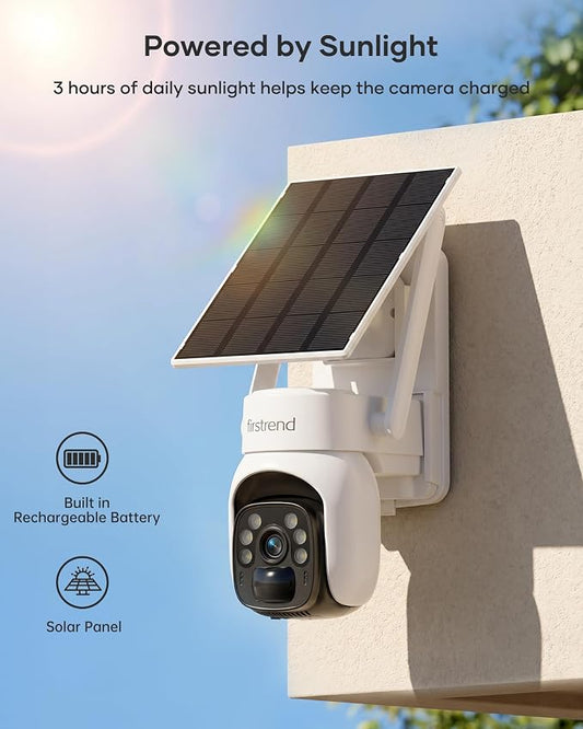 firstrend Solar Security Cameras Wireless Outdoor, 2K Color Night Vision