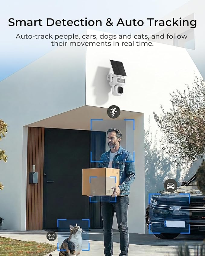 SANSCO 4G LTE Cellular Solar Security Camera, No WiFi, 360-Day Free Data