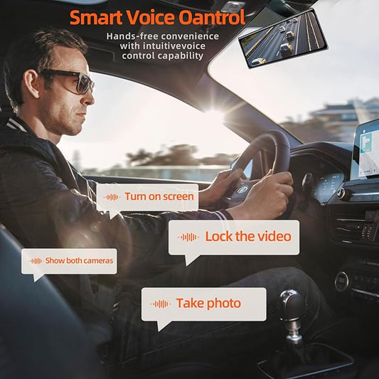 12" Mirror Dash Cam Front and Rear, 4K Dual Dashcam for Cars with Voice Control, WiFi ADAS&BSD&LCA, GPS, Reverse Assist, G-Sensor, 24 Parking Monitor, Free 64GB Card