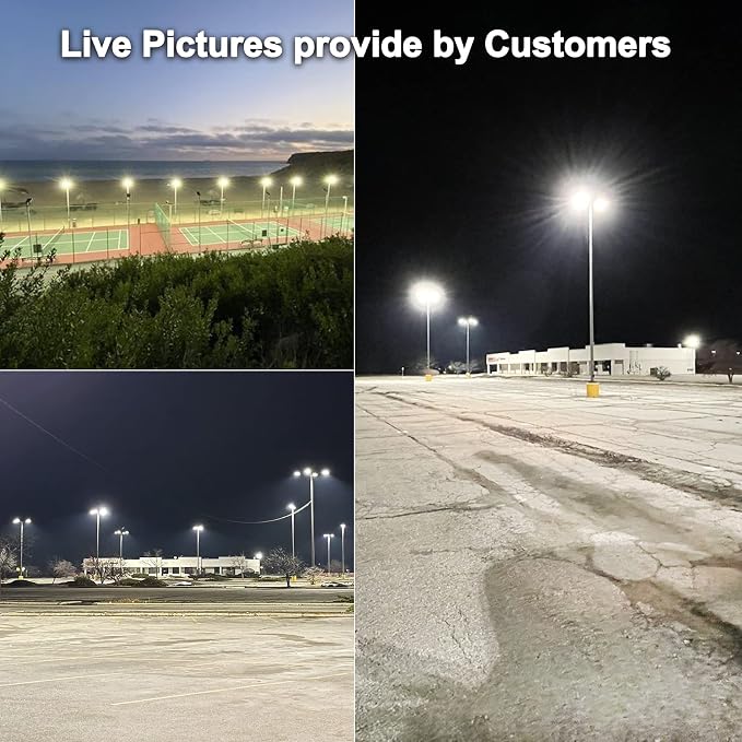 6 Pack 480V LED Parking Lot Light 150W 22500LM ETL Listed Flood Lights Adjustable Slip Fit Mount 5000K IP65 Commercial Security Area Light AC277-480V for Street Roadway