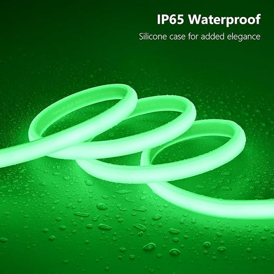 BENLUN AC 110V COB LED Strip Lights Outdoor Waterproof 65.6ft, Green Super Bright 200W LED Rope Light, IP65 Flexible Cuttable, for Bedroom Garden Commercial House Gaming Room Decor