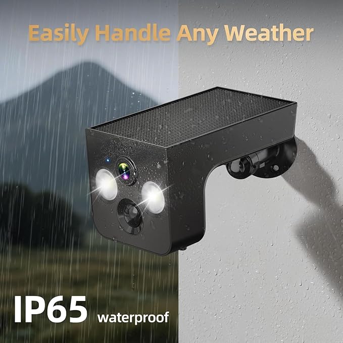 Solar Security Cameras Wireless Outdoor, 2K Battery Powered, Cloud/SD Storage, Built-in Solar, IP65 Waterproof, AI Motion, Color Night Vision, Outside WiFi Cameras for Home Security 2-Pack