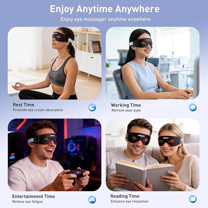 Red Light Therapy for Eyes, 630nm & 850nm Infrared Eye Pods for Eye Bags, Dark Circles, and Wrinkles, Red Light Therapy Glasses with Light-Blocking Eye Mask to Reduce Puffiness and Fine Lines – Black