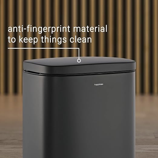 happimess Curtis 8 Gal Step Trash Can Soft Close 25", Charcoal Black