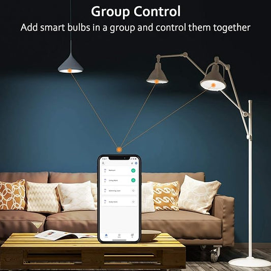 Peteme Smart WiFi Light Bulbs, Led RGB Color Changing Bulbs Compatible with Alexa, Siri,Echo, Google Home, A19 E26 60W Smart Bulbs 1 Pack