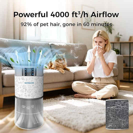 Air Purifier for Home Pets Large Room up to 4000 Sq Ft, H13 HEPA Whole House Air Purifier for Pet Hair Litter Box Odor, Aromatherapy, Smart WiFi, Washable Filter, 22dB Quiet for Bedroom