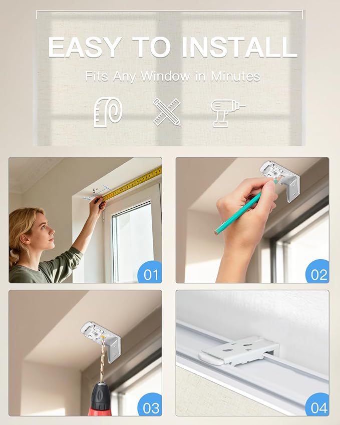 Motorized Roman Shades for Windows, Custom Light Filtering Roman Blinds with Remote, Smart Privacy Window Shades for Living Room Kitchen Office, Alexa & Google Home Compatible, App Control via RF Hub