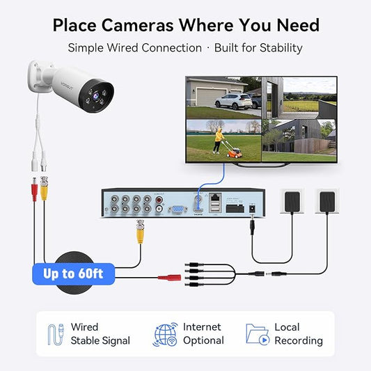 4K Wired Security Camera System, 8CH 8MP Lite DVR with 3TB HDD, 4X 8MP Wired CCTV Cameras, Indoor/Outdoor Home Surveillance DVR Kit with Human/Vehicle Detection, Smart Dual Light, 24/7 Record