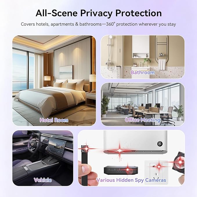 Mysea Hidden Camera Detector with Screen - Portable AI Anti Spy Camera Detector, 2.4G/5G Dual-Band WiFi Detection, Rechargeable Long Battery Life for Hotel, Office, Travel, Home (Glacier Blue)