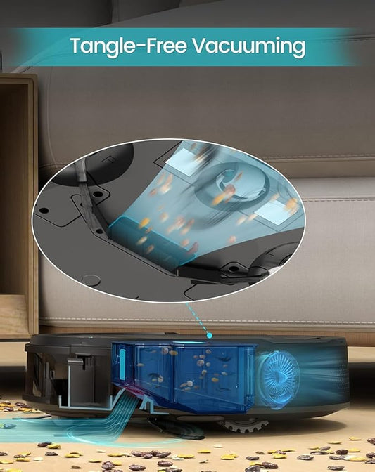 Lefant Robot Vacuum Cleaner, 120 Mins Runtime, Compact Design, Low Noise, Powerful Suction, Wi-Fi/App/Voice Control, Self-Charging, Scheduled Cleaning, Ideal for Pet Hair and Hard Floors, M210 Black