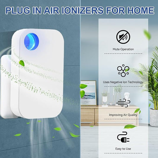 Ion Air purifiers Plug in Air Ionizers for Home Portable and Quiet Ionic Air Purifiers for Bedroom Toilet Office Kitchen and Pets(2)