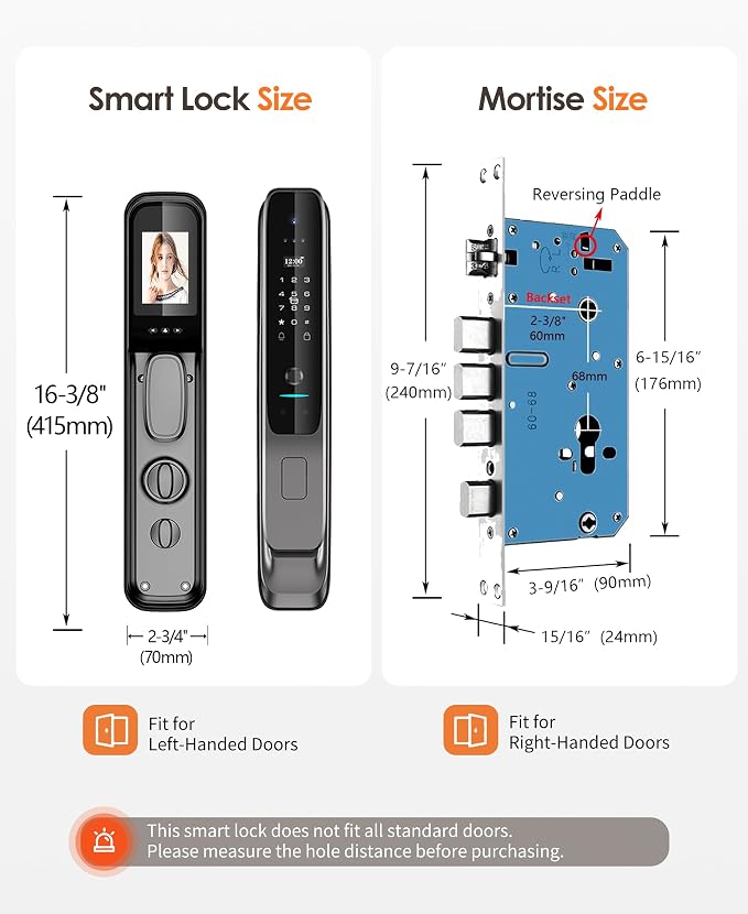 3D Face Recognition Smart Lock with Camera, Palm Vein Keyless Entry