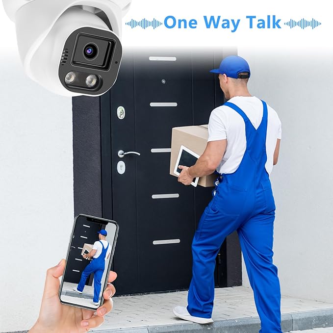 5MP PoE IP Color Night Vision Camera, Smart Dual Light Dome Security IP Camera, Built-in Mic, 98ft Night Vision, 110°Wide Angle, Human Vehicle Detection