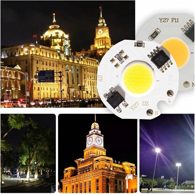 5pcs Y27 LED COB Chip 3W / 5W / 7W / 10W / 12W 220V Smart IC Without Driver LED Bulb DIY Floodlight Spotlight Accessories(Warm White,5W)