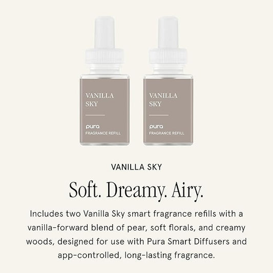 Pura Home Scent Refill - Smart Home Air Diffuser - Hours of Luxury Fragrance per Refill - Clean & Safe Pura Diffuser Refills - Vanilla Sky (2 Pack)
