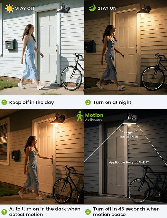Motion Sensor Light Bulbs, 100W Eq., E26, 110-130V, 2700K, 4Pack