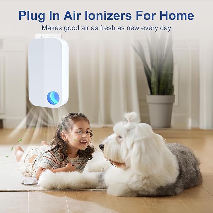 Plug In Air Ionizers,Negative Ion Air Purifier for Home and Office Use,Quiet Operation Air Cleaner to Freshen Indoor Air,Mobile Ionic Air Purifier for Bedroom,Living Room,Bathroom(2)