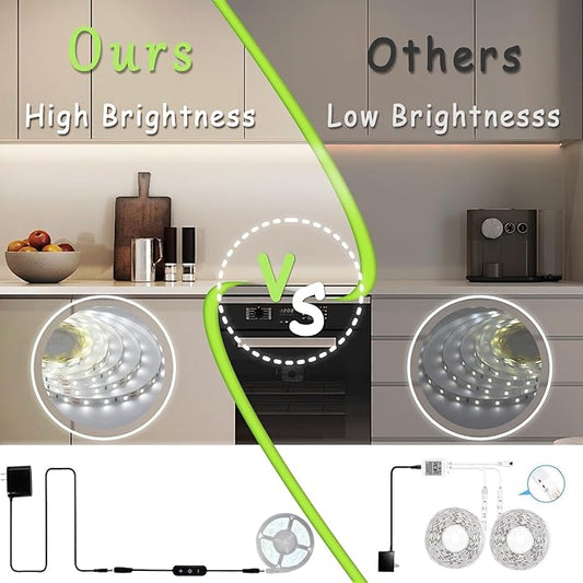50 FT Led Strips Lights 24V Plugin Led Strip Lights Connectable Daylight White 6000k Lighting Indoor Rope Lights Flexible LED Light Strip for Holiday Home Housewarming Party Decor