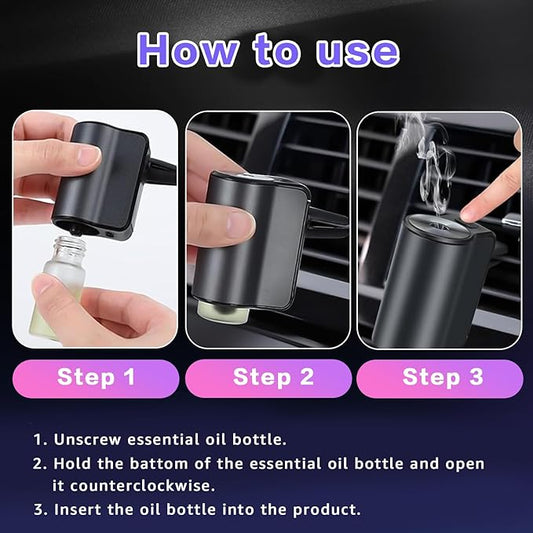 Smart Car Air Freshener, 3 Levels of Adjustable Intensity, Aroma Rechargeable Aroma Diffuser, Adjustable Aroma Diffuser, 220mAh Built-in, Fresh+Intense+Ocean Perfume