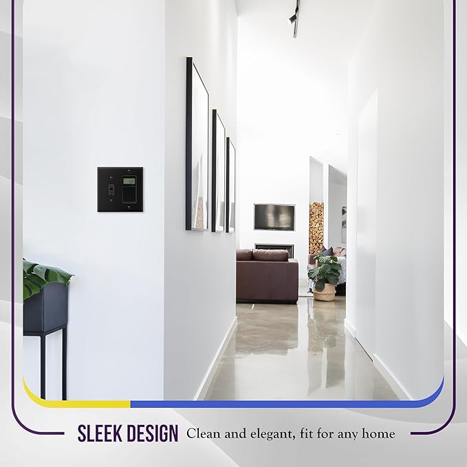 ENERLITES Combination Toggle Light Switch/Decorator Light Switch Plate, Double Switch Wall Plate, Standard Size 2-Gang 4.50" x 4.57", Polycarbonate Thermoplastic, 881131-BK, Black