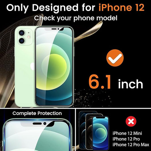 Lesakit 3+3 Pack Privacy Screen Protector for iPhone 12 6.1-Inch with 3 Pack Camera Lens Protector, Anti Spy Tempered Glass Film 9H Hardness Bubble Free Case Friendly