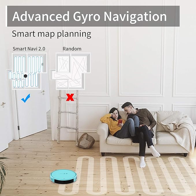 TECBOT S1 Robot Vacuum Cleaner Slim 120Mins Runtime 2-in-1 Robot Sweeping or Mopping Self-Charging WiFi&App&Remote Control Robotic Vacuum Cleaner for Home Pet Hair Hard Floors,Blue