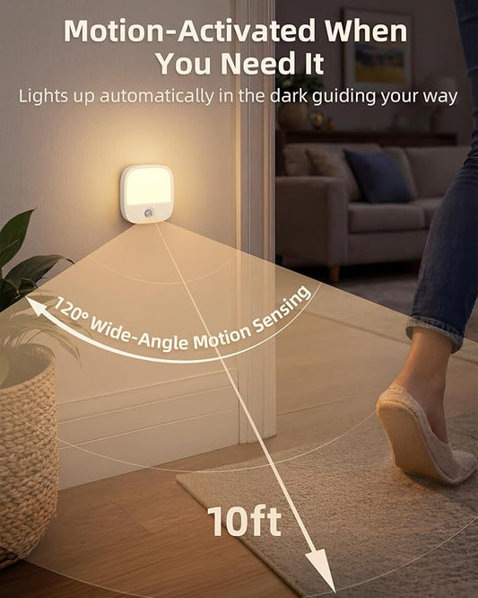 EZVALO Rechargeable Motion Sensor Night Lights, 4 Pack Magnetic Stick-On LED Lights, 3 Color Temperatures, 10%-100% Dimming & Memory, 1000mAh Light for Closet, Bedroom, Hallway, Stairs, Bathroom