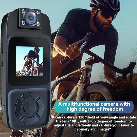 4K Mini Body Camera Video Recorder with 180° Rotation Lens,WiFi Action Camera for Real-Time Viewing,Infrared Night Vision POV Cam,Wearable for Outdoor Sports,Cycling,Hiking and Travel(128G)