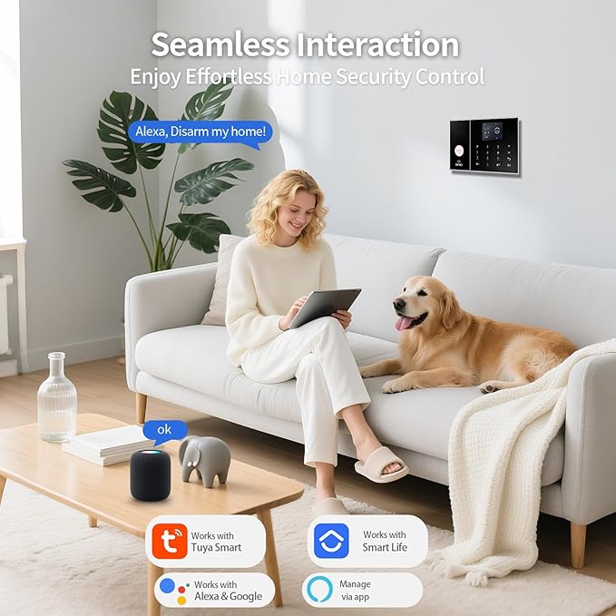 NUNET Wireless Smart Home Security System, 15-Piece Alarm Kit (Motion Sensors, Siren, Remote) - WiFi Alarm System for Home Safety, APP Alerts, Alexa/Google Compatible, No Monthly Fee, Easy Setup