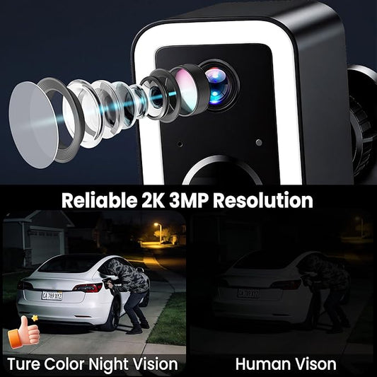 2026 Upgraded 2K Security Cameras Wireless Outdoor, AI Motion Detection & Spotlight Siren Alarm, Outside Battery Powered Camera for Home Security, Full-Color Night Vision, Support WiFi 5G & 2.4G