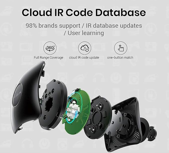 Broadlink Rm4 Pro Universal Remote with Sensor Cable,RF/IR Smart Remote | Fix Code 433MHz RF Smart Remote,38Khz IR Blaster for Home Automation, 2.4G WiFi Smart Home Hub Work with IFTTT