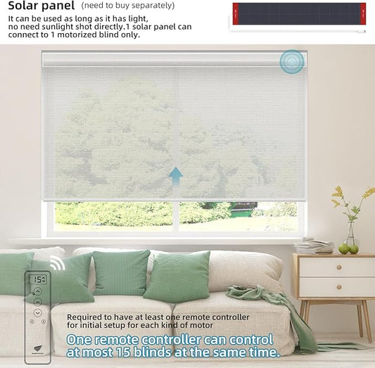 SmartWings Motorized Light Filtering Shades, Work with Matter Homekit Z-Wave Zigbee Alexa Google, 50% Blackout PVC Free Smart Blinds for Windows Cordless Window Shades with Remote Customized, Pearl