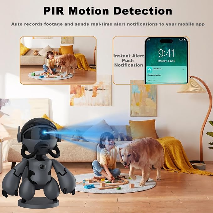 2K Indoor Camera Robot, 5G/2.4G WiFi Indoor Cameras for Home Baby Security