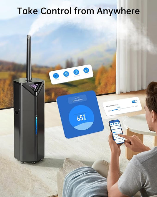 5Gal Humidifiers for Bedroom Large Room 2800ft², APP/Remote Control, 60H Quiet Supersized Cool Mist Humidifier with Auto 180°Mist Tube, 24H Timer, Top Fill, Humidifiers for Home Office Plants