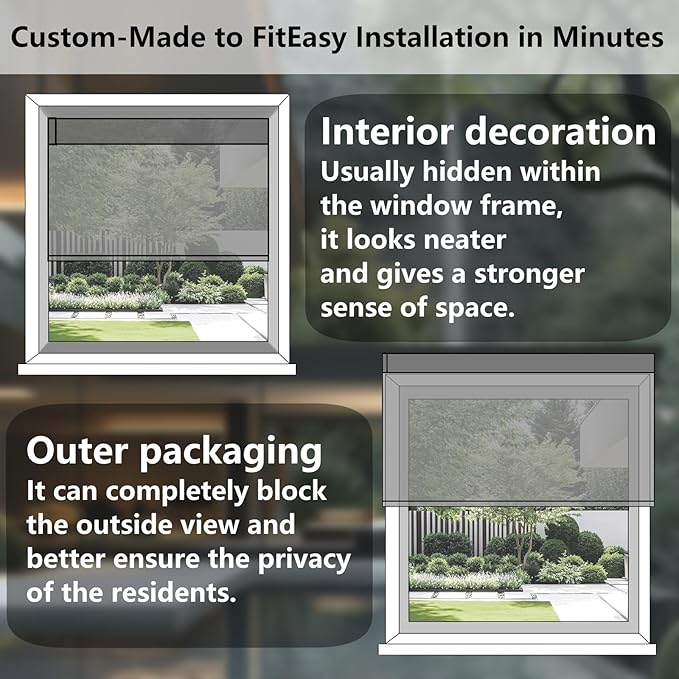 Motorized Light Filtering Roller Shades – Smart Electric Blinds for Living Room, Alexa Google Home Siri, Matter Compatible, Custom Window Shades, Cordless Rechargeable