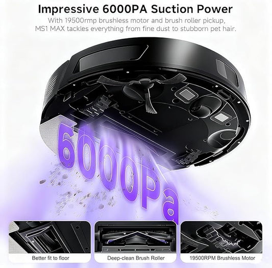 MONSGA Robot Vacuum and Mop Combo, 6000Pa Robotic Vacuum with 3.5L Self Emptying Station, Lidar Navigation Robot Vacuum Cleaner, 180mins Runtime, APP/Remote/Voice Control, for Hard Floors and Carpets