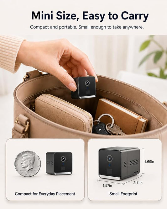 4G LTE Cellular Security Camera, No WiFi 2K HD Indoor Surveillance Camera with Built-In SIM Card for Remote Viewing, PIR Motion Detection Auto Night Vision Real-Time Alerts, Portable Battery Camera