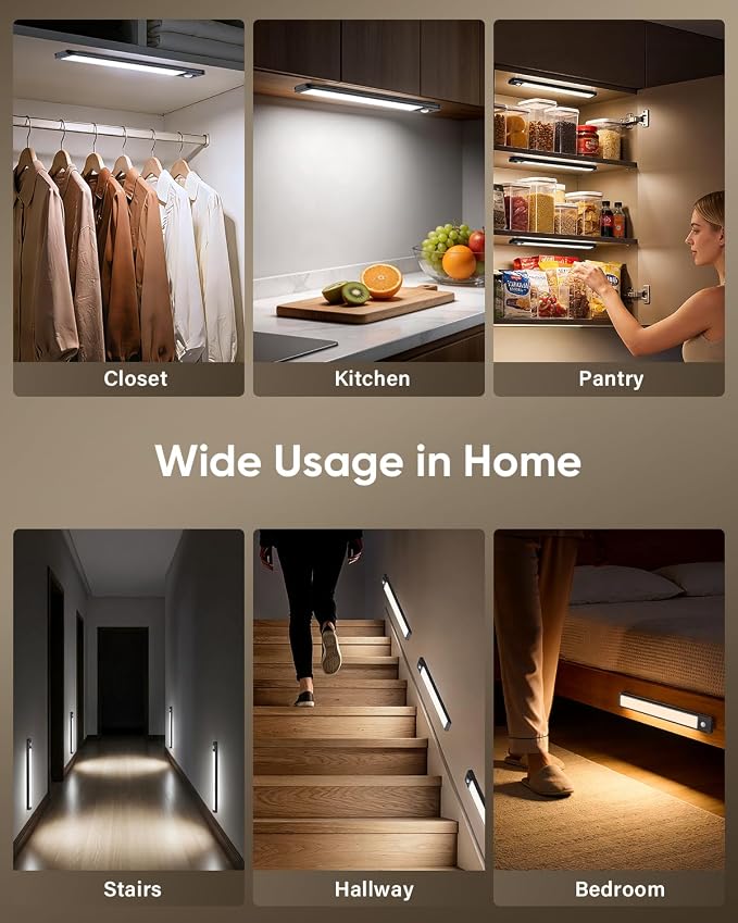 MCGOR 14.7inch Under Cabinet Lighting, Wireless Motion Sensor Light,5 Pack