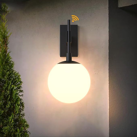 Hyunbae Dusk to Dawn Outdoor Wall Sconces, Modern Exterior Photocell Sensor Front Porch Light, 18.1" Globe Large Outdoor Wall Lighting, Waterproof Outside Lights for House, Doorway, Garage, E26, IP65